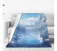 PAQOLSMCKR Throw Blanket 80"x60" Bed Blanket Snow Ice World Flannel Blankets for Sofa Reversible Plush Blanket Soft Cozy Throw Blankets for Couch Camping All Seasons