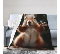 PAQOLSMCKR Throw Blanket 80"x60" Bed Blanket Squirrel Funny Animal Flannel Blankets for Sofa Reversible Plush Blanket Soft Cozy Throw Blankets for Couch Camping All Seasons