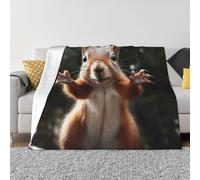 PAQOLSMCKR Throw Blanket 80"x60" Bed Blanket Squirrel Funny Animal Flannel Blankets for Sofa Reversible Plush Blanket Soft Cozy Throw Blankets for Couch Camping All Seasons