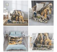 PAQOLSMCKR Throw Blanket 80"x60" Bed Blanket Two Prairie Dogs Flannel Blankets for Sofa Reversible Plush Rug Soft Cozy Throw Blankets for Couch Camping All Seasons