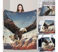 PAQOLSMCKR Throw Blanket An eagle flies over Blankets for Sofa Reversible Plush Blanket Soft Cozy Throw Blankets for Couch Camping All Seasons 60"x50"