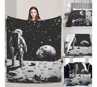 PAQOLSMCKR Throw Blanket Astronaut in Space Blankets for Sofa Reversible Plush Blanket Soft Cozy Throw Blankets for Couch Camping All Seasons 80"x60"