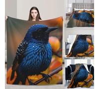 PAQOLSMCKR Throw Blanket Bird on Rainy Day Blankets for Sofa Reversible Plush Blanket Soft Cozy Throw Blankets for Couch Camping All Seasons 60"x50"