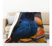 PAQOLSMCKR Throw Blanket Bird on Rainy Day Flannel Blankets for Sofa Reversible Plush Blanket Soft Cozy Throw Blankets for Couch Camping All Seasons