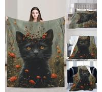 PAQOLSMCKR Throw Blanket Cats and Bats Blankets for Sofa Reversible Plush Blanket Soft Cozy Throw Blankets for Couch Camping All Seasons 50"x40"