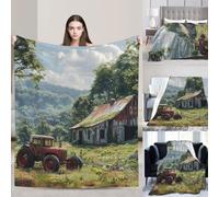 PAQOLSMCKR Throw Blanket Company Farm Tractor Blankets for Sofa Reversible Plush Blanket Soft Cozy Throw Blankets for Couch Camping All Seasons 80"x60"