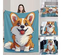 PAQOLSMCKR Throw Blanket Corgi Dog Blankets for Sofa Reversible Plush Blanket Soft Cozy Throw Blankets for Couch Camping All Seasons 80"x60"