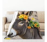 PAQOLSMCKR Throw Blanket Donkey Animals Flannel Blankets for Sofa Reversible Plush Blanket Soft Cozy Throw Blankets for Couch Camping All Seasons