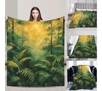 PAQOLSMCKR Throw Blanket Ferns Blankets for Sofa Reversible Plush Blanket Soft Cozy Throw Blankets for Couch Camping All Seasons 60"x50"