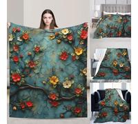 PAQOLSMCKR Throw Blanket Floral Vines Blankets for Sofa Reversible Plush Blanket Soft Cozy Throw Blankets for Couch Camping All Seasons 80"x60"