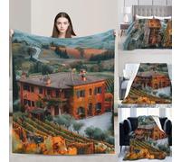 PAQOLSMCKR Throw Blanket House and Vineyard Blankets for Sofa Reversible Plush Blanket Soft Cozy Throw Blankets for Couch Camping All Seasons 50"x40"
