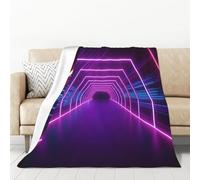 PAQOLSMCKR Throw Blanket Neon Lights Tunnel Flannel Blankets for Sofa Reversible Plush Blanket Soft Cozy Throw Blankets for Couch Camping All Seasons