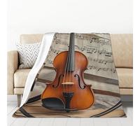 PAQOLSMCKR Throw Blanket Violin Sheet Music Flannel Blankets for Sofa Reversible Plush Blanket Soft Cozy Throw Blankets for Couch Camping All Seasons