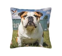 PAQOLSMCKR Throw Pillows 18"x18" Decorative Throw Pillow Covers Funny English Bulldog Pillow Cover Square Cushion Case for Living Room Pillow Cases Plush Cushion Covers