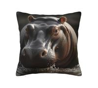 PAQOLSMCKR Throw Pillows 18"x18" Decorative Throw Pillow Covers hippo Pillow Cover Square Cushion Case for Living Room Pillow Cases Plush Cushion Covers