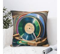 PAQOLSMCKR Throw Pillows 22"x22" Decorative Throw Pillow Covers Vinyl Records Pillow Cover Square Cushion Case for Living Room Pillows Cases Plush Cushion Cover