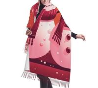 PAQOLSMCKR Winter Scarf Fashion Long Scarves Two Snowmen Together Scarf for Women Large Shawl With Tassels Thick Wrap