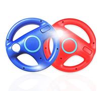 Paquete de 2 ruedas de volante para Wii para Mario Kart para juegos de carreras de Wii (rojo y azul)