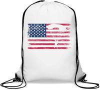 Parachute American Flag Logo Gym Sack Casual Drawstring Bag White