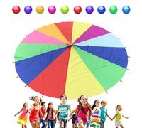 Parachute Game, Parachute Play | Group Play Parachute | Rainbow Color Sports Parachute with Balls, 6ft Large Wind Tent for Cooperation Activities on Land