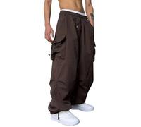 Parachute Pants Men, Stretch Cargo Trousers Combat Tracksuit Bottoms Pockets Baggy Streetwear Elasticated Sweatpants Lightweight Joggers Hippie Harem Pants Outdoor Walking Travel Hiking Trousers