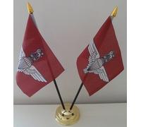 Parachute Regiment Paras 2 Flag Desktop Table Display With Gold Base