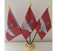 Parachute Regiment Paras 3 Flag Desktop Table Display With Gold Base