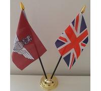 Parachute Regiment Paras Union Jack 2 Flag Friendship Table Display With Gold Base