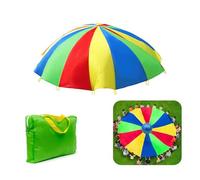 Parachute with Handles 8ft 10ft 12ft Play Parachute Games for Outdoor Team Games,waterproof reinforced suture,You Can Also Use it for Trampoline Cover Picnic Mat ,sport equipment (12 feet 12 hands)