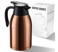 PARACITY 2L/70 OZ Thermal Coffee Carafe Stainless Steel, Carafes for Keeping Hot, Double Walled Vacuum Insulated Um for Coffee & Tea, Home & Office (Gold Brown)