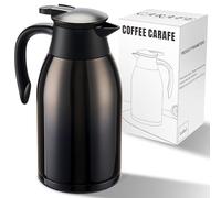 PARACITY 2L/70OZ Thermal Coffee Carafe Stainless Steel, Carafes for Keeping Hot, Double Walled Vacuum Insulated Coffee Um for & Tea, Home & Office (Black)