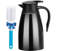 PARACITY 51oz Thermal Coffee Carafe, Vacuum Insulated Coffee Thermos Stainless Steel, Coffee Carafes for Keeping Hot Coffee& Tea for 12 Hours/ 24 Hour Cold(Black)