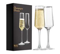 ParaCity Champagne Flutes 170ML, Champagne Glasses Set of 2, Gift for Birthday, Wedding, Christmas, Clear Sparkling Prosecco Glasses for Women, Men