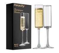 ParaCity Champagne Flutes 8.5oz/250ml, Champagne Glasses, Elegant Glass Prosecco Glasses, Gift for Birthday, Wedding, Christmas, Clear Sparkling Champagne Glasses for Women, Men (2, 6, Fluid Ounces)
