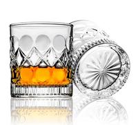 PARACITY Crystal Whiskey Glasses Set of 2 Unique Carving Design Old Fashioned Whisky Glass for Bourbon, Scotch, Cocktail Glasses, Liquor Glass Lead Free, Suitable for use in Bars, Parties, and Homes