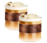 ParaCity Espresso Cups 350ML, Set of 2, Espresso Cup, Expresso Coffee Cup | Borosilicate, Wooden Ring, Clear, Espresso Accessories, Heat Resistant Glass Cup for Coffee Tea Milk Juice Ice Cream