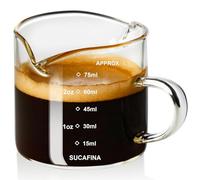 PARACITY Espresso Cups with Handle, 3.5OZ Double Spout Glass Measuring Cup with Dual Scale, Clear Espresso Shot Glass with V-Shaped Mouth, Espresso Accessories