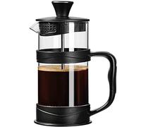 ParaCity French Press Coffee/Tea Maker, Camping Mini Cafetiere of 304 Stainless Steel Multi-Filter and Heat Resistant Glass, Cold Brew Coffee Press 12OZ for Travel& Home Gift(Black)