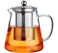 PARACITY Glass Teapot Stovetop 32 OZ, Borosilicate Clear Tea Kettle with Removable 18/8 Stainless Steel Infuser, Teapot Blooming and Loose Leaf Tea Maker Tea Brewer for Camping, Travel (950ML)
