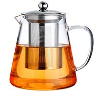 PARACITY Glass Teapot Stovetop 550ml/18.6 OZ, with Borosilicate Clear Tea Pot, with Removable 18/8 Stainless Tea Infuser, Teapot Blooming and Loose Leaf Tea Maker Tea Brewer for Camping, Travel