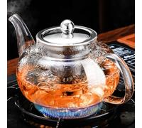 PARACITY Glass Teapot Stovetop, Borosilicate Clear Tea Kettle with Removable 18/8 Stainless Steel Infuser, Teapot Blooming and Loose Leaf Tea Maker Tea Brewer for Camping, Travel