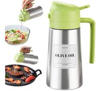 PARACITY Oil Dispenser Bottle with Stainless Steel Shell & Ceramic Sprayed Interior, 2 in 1 Olive Oil Sprayer and Dispenser, Oil Spray Bottle for Cooking, Kitchen, BBQ, Air Fryer, Salad, Baking(Green)