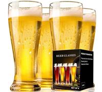 ParaCity Pint Glasses 420ML, Beer Glasses Set of 4 for Beer & Cocktails | Tall hourglass 14 fl oz pint glasses for pilsner, IPA, lager and craft brews; clear glassware chills in the freezer, set of 4
