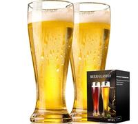 ParaCity Pint Glasses 470ML, Beer Glasses Set of 2, Pint Glass Gift for Men, Beer Glasses for Water, Juice, Iced Coffee, Cocktails, Cruzcampo