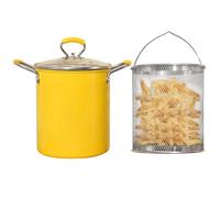 PARACITY Small Deep Fat Fryer Chip Pans with Basket and lid, Mini Fryers with Anti-scalding Silicone Handle, 304 Stainless Steel Gadgets for Home, Tempura Chips, Chip Fryers, Fish, Chicken(3.2QT/3L)