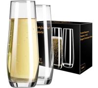 PARACITY Stemless Champagne Flutes 8 oz, Cocktail Glasses, Champagne Glasses Set of 2, Gift for Birthday, Wedding, Christmas