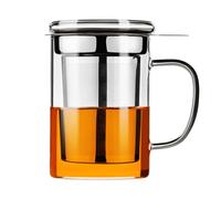 PARACITY Tea Cup, Borosilicate Clear Tea Mug with Removable Stainless Steel Infuser and Lid, Tea Cup 15oz/450ml Stove Safe, Glass Teas Cups for Loose Tea, Gift for Family and Friends