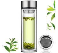 PARACITY Tea Flask Tea Infuser Bottl Double Wall glass Portable Travel Mug Tea Tumbler Water Bottle Diffuser Bottles Tea Cup for Loose Tea Flower