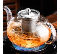 PARACITY Tea Pot 1200ML, Borosilicate Clear Teapot, Glass Teapot with Removable 18/8 Stainless Steel, Teapot with Infuser for Camping, Travel, Glass Teapots with Infuser for Loose Tea