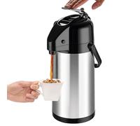 ParaCity Upgraded Airpot Coffee Carafe with Double Pump, 2.5L Stainless Steel Drink Dispenser for Hot & Cold Beverages with Lazy Susan Base, Insulated Dispenser for Hot Cocoa & Parties